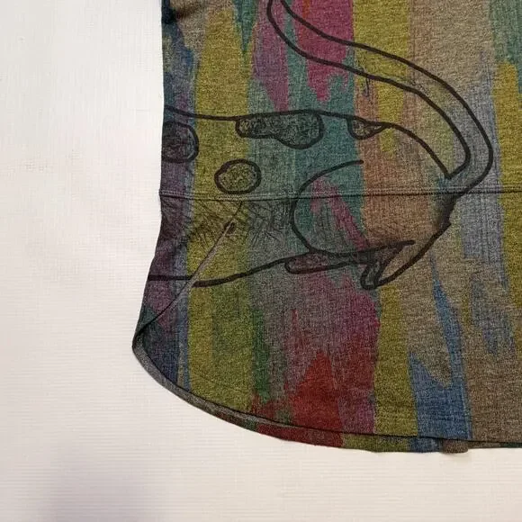 Inoah Shirt Womens Large Multicolor Dog Art Cowl Neck Long Sleeve Tunic Top - Picture 8 of 9